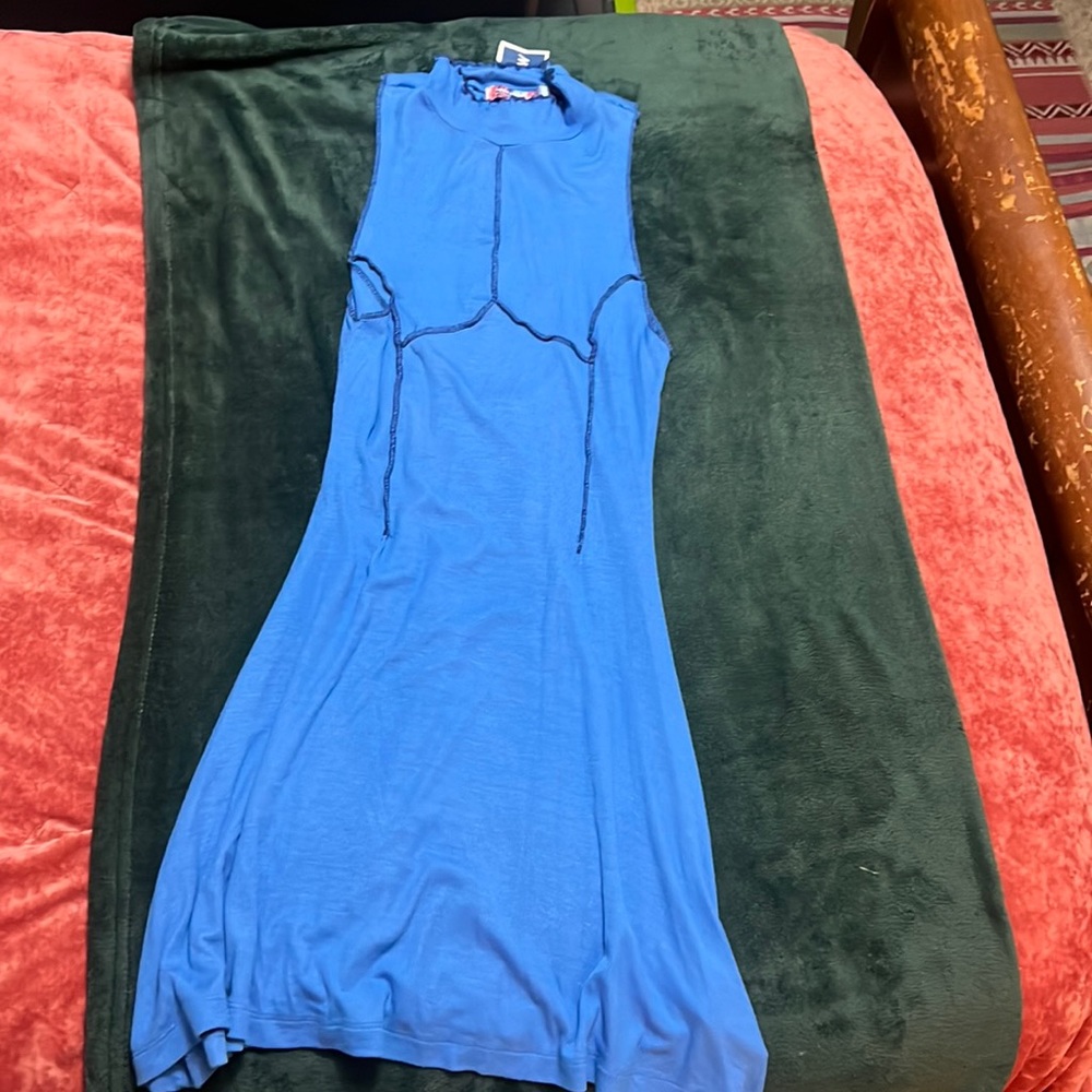 blue mini dress w/ open back- brand new
